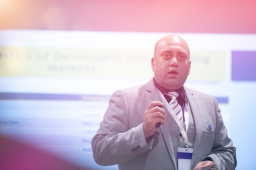 businessman giving presentations at conference room