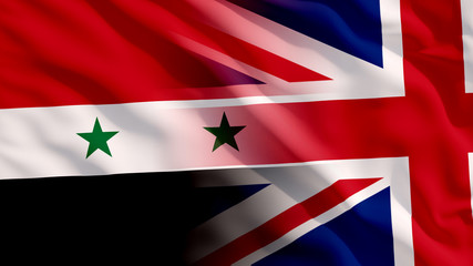 Waving UK and Syria Flags