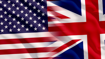 Waving UK and USA Flags