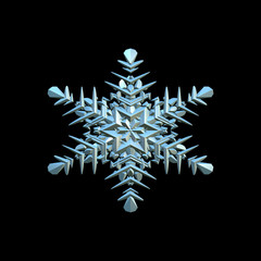 snowflake 3d illustration isolated on the black background