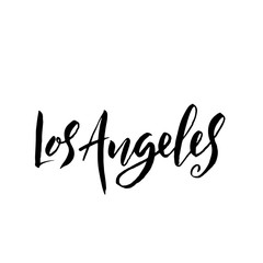 Los Angeles, USA. Typography dry brush lettering design. Hand drawn calligraphy poster. Vector illustration