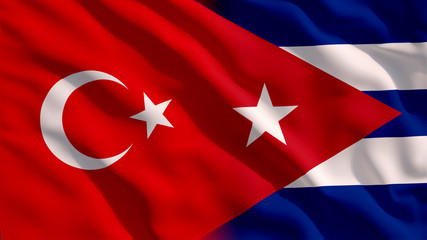 Waving Turkey and Cuba Flags
