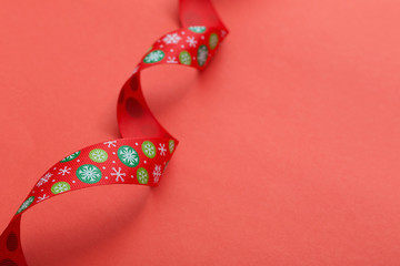 Christmas ribbon on paper background