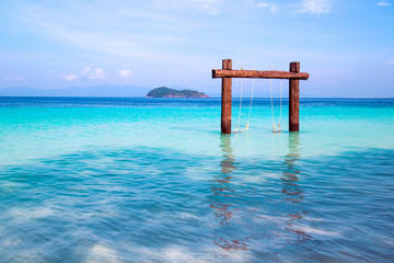 Beautiful beach and tropical sea with clear sky