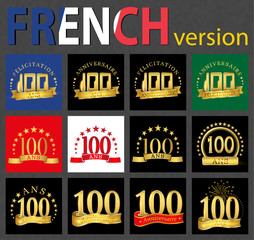 French set of number 100 templates