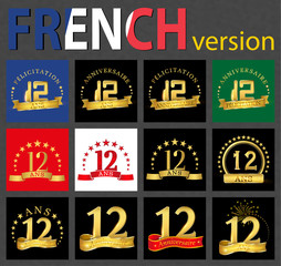 French set of number 12 templates