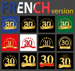 French set of number 30 templates