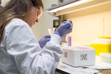 Female scientist working on DNA modification