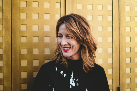 Portrait of a smiling woman of fifty years