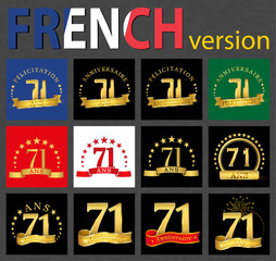 French set of number 71 templates