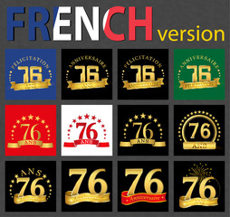 Naklejka premium French set of number 76 templates