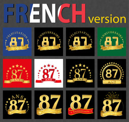 French set of number 87 templates