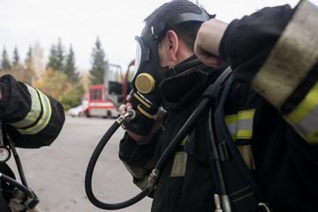 Oxygen mask, Gas mask, Firefighters mask of Firefighters. Been through