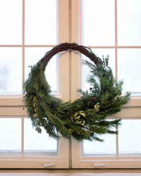 Wreath on window