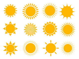 Sun icon set, vector illustration