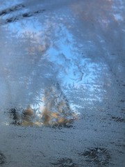 Frozen glass in winter