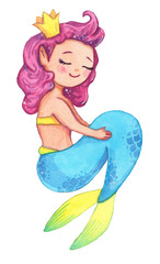 Cute watercolor mermaid