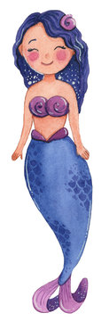 Cute watercolor mermaid