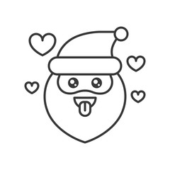 Cute Santa Claus emoticon vector, line design