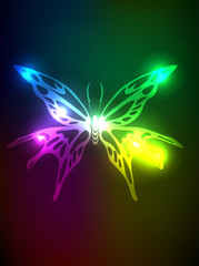Fototapeta na wymiar neon glowing abstract butterfly. Vector illustration