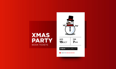 Xmas Party Book Dates UX and UI App Phone Screen with Snowman Illustration