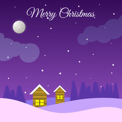 Fototapeta na wymiar Christmas greeting card with winter landscape