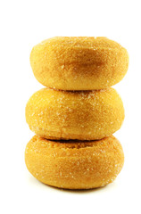 Fototapeta na wymiar donuts isolated / stack of sweet donut dessert cook homemade with sugar on circle donut delicious