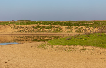 Lake in the steppe of Kazakhstan in the spring