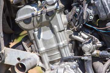 Details of the metal on a motorcycle as a background