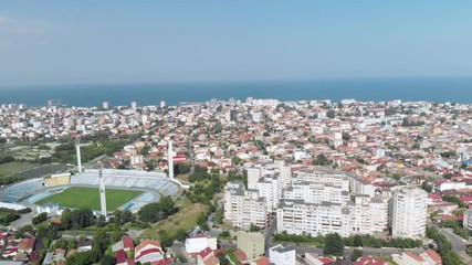 Aerial View of Constanta City, Romania. Vertical Panning Shot - Powered by Adobe