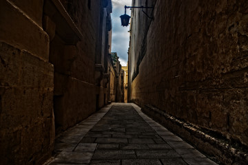 Narrow Alley in the Old Town of Mdina, Malta