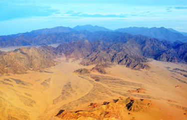 Fototapeta premium Aerial view of mountains in Sinai desert, Egypt