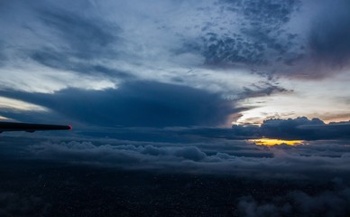 Clouds at sunrise over the city