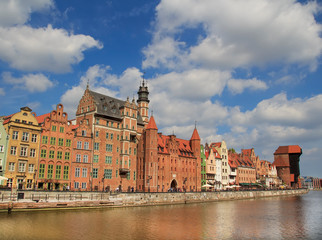 Fototapeta premium Panoramic view of Motlawa river waters. Gdansk. Poland