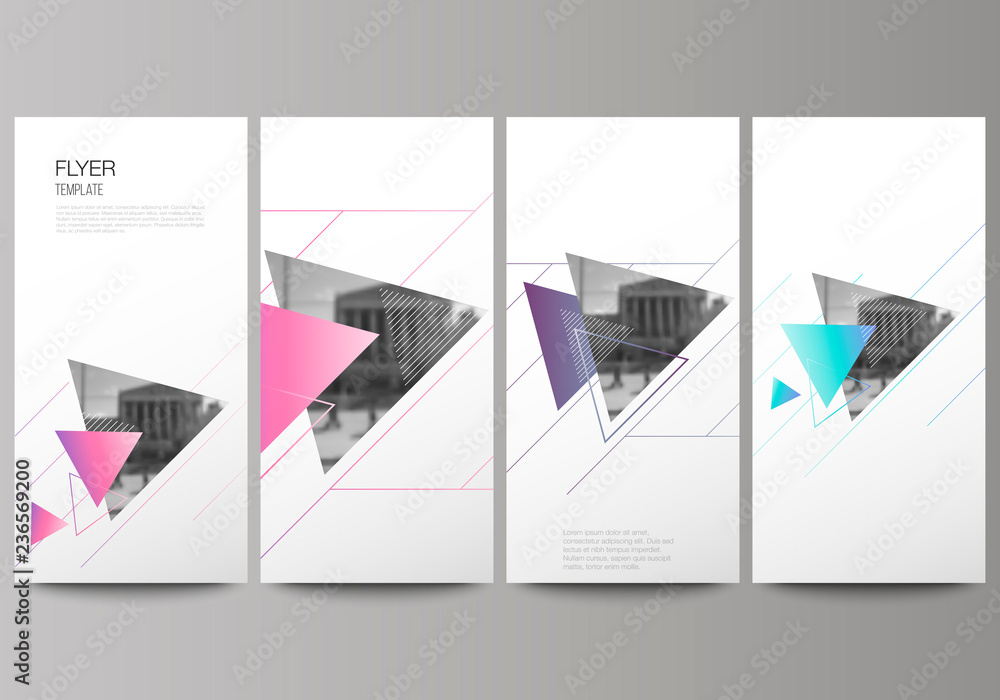 Poster the minimalistic vector illustration of the editable layout of flyer, banner design templates. color
