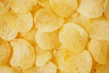 crispy potato chips snack texture background top view