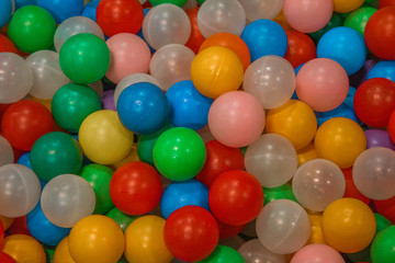 A pile of colorful plastic balls