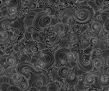 Abstract vector seamless pattern with figured curling lines