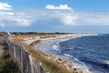 Fototapeta na wymiar Erosion barrier in Finistere beach