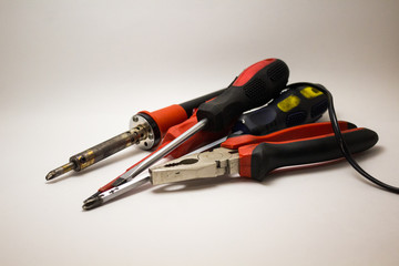 Hand tools on a white background