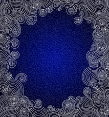 Vector decorative frame with ornament of curling figured lines