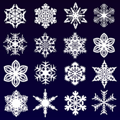 set of beautiful white snowflakes. Vector illustration