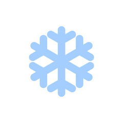 Obraz premium Snowflake icon. Blue silhouette snow flake sign, isolated on white background. Flat design. Symbol of winter, frozen, Christmas, New Year holiday. Graphic element decoration. Vector illustration