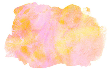Light yellow orange abstract stain of paint stain isolated on paper.Textured Design Element mockup