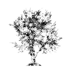 Vector illustration of tree with snowflakes.