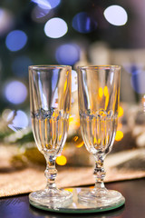 Christmas and New Year celebration with champagne.