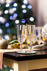 Christmas and New Year celebration with champagne.