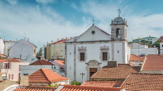 Cathedral in Odivelas, Portugal. Beautiful day view. District of Lisbon.