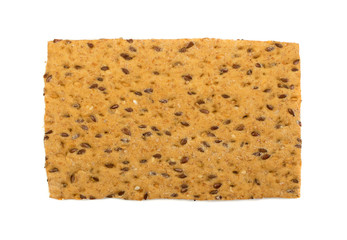 Crunchy gluten free crispbread with various seeds isolated