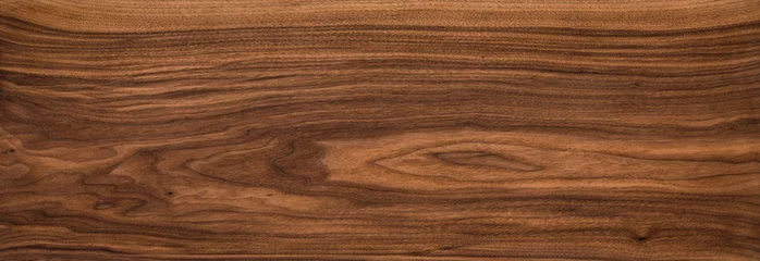 Fotobehang Super lange walnoot planken textuur achtergrond. Walnoot houtstructuur. © Guiyuan